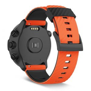 SeaFicco 24mm Bracelet de Montres en Silicone Compatible avec Suunto 7 /Suunto 9 /Suunto 9 Baro/Suunto Spartan Sport/Suunto Spartan Sport Wrist HR/Suunto D5 Bande de Sports (Orange/Noir) (Ficocean, neuf)