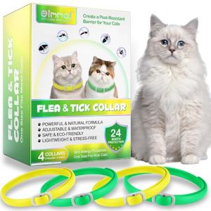 Collier Anti Puces pour Chat, Collier Anti-puces et Anti-tiques pour Chat, Protection Efficace de 24 Mois (Vert et Jaune, 4PCS) (ZengFanWeiQuanQiuZhan, neuf)