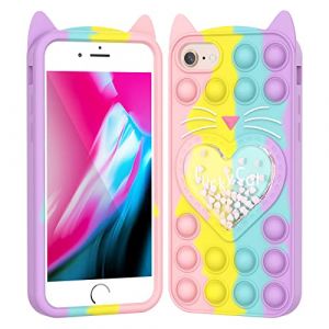 Asgens Fidget Pop Coque pour iPhone 6/6S/7/8/SE 2020, Mignonne Dessin Anim&eacute; Chanceux Bling &Eacute;toiles Pousser Les Bulles Silicone Mou Coque de T&eacute;l&eacute;phone pour Apple iPhone 6/6S/7/8/SE 2020 4,7 Pouces (TRD Direct, neuf)