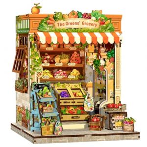CUTEBEE Book Nook -Maison de poupée en kit à Construire soi-même,Un Monde Miniature Vibrant de fraîcheur et d'amour, Décoration de bibliothèque, Cadeaux (The Greens' Grocery) (CUTE BEE, neuf)