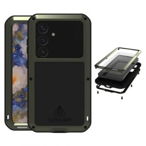 LOVE MEI Coque pour Samsung Galaxy S25, Outdoor Sports Heavy Duty M&eacute;tal Blind&eacute; Coque &Eacute;tanche Antichoc Anti-poussi&egrave;re Full Body Protection Case avec Verre tremp&eacute; pour Galaxy S25 (Vert, S25) (Yeon store, neuf)