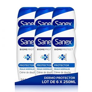 SANEX - Gel Douche BiomeProtect Dermo Protector - Cr&egrave;me de Douche Peaux Normales - Lot de 6 x 250ml (WeServ Store, neuf)