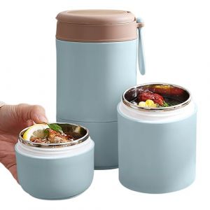 R&eacute;cipient alimentaire isotherme et &eacute;tanche &ndash; Bocal alimentaire isotherme en acier inoxydable avec cuill&egrave;re pliante, anti-fuite, isotherme sous vide, bol portable de qualit&eacute; alimentaire, sans BPA (NEWLISHOP, neuf)