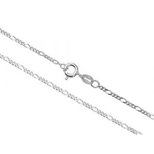 Aka Gioielli® - Collier Femme Homme Argent Fin Sterling 925 Rhodié - Chaîne Maille Figaro 1.7 mm - Longueur: 70 cm (Aka Gioielli®, neuf)