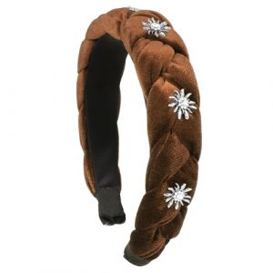 Bandeau Cheveux Serre T&ecirc;te Tress&eacute; en Tissu Velours Cheveux Large Femme Headband &Eacute;pais forme Fleur Edelweiss Decoration Oktoberfest Party Quotidien F&ecirc;te de Bi&egrave;re pour Femmes et Filles (ShanDongYuRui, neuf)