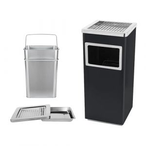 XUANYU Lot de 1 Cendrier avec Poubelle Int&eacute;gr&eacute;e, Poubelle avec Cendrier sur Pieds et Seau Int&eacute;rieur Amovible, pour H&ocirc;tel, Jardin, Bureau, Ext&eacute;rieur/Int&eacute;rieur (Noir 48L) (XUASHW, neuf)