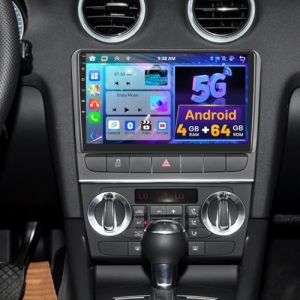 5G WiFi 4+64G Android Autoradio Carplay pour Audi A3 8P 2003-2012/Audi S3 2006-2012/Audi RS3 2011-2012,9 Pouces IPS &eacute;cran Tactile pour Voiture avec Android Auto GPS BT FM/RDS Cam&eacute;ra de Recul (Hikity Tech Hub, neuf)