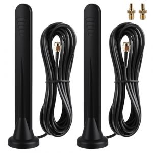 Antenne WiFi 5G 4G, 2pcs Amplificateur Signal Omnidirectionnel 15DBI &Eacute;tanche avec Base Magn&eacute;tique TS-9 SMA pour Routeur Mobile LTE, Modem, Cam&eacute;ra de Trail, Antenne 3G/4G/5G/GSM/GPRS, C&acirc;ble 3M (WenShengQi, neuf)