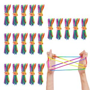 Bofanze 20 Pi&egrave;ces Jeu &eacute;lastique Enfant Doigt Jouet de Corde &agrave; Doigts Arc-en-Ciel Corde &agrave; Doigts Jouet Corde Arc-en-Ciel Corde &agrave; Doigts pour Jeu de Doigts,Ruban Arc-en-Ciel,160cm (Bofanze, neuf)