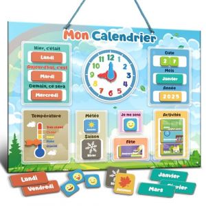 Mon Premier Calendrier par SmartPanda – Jeu Éducatif Magnétique pour Enfants – Comprend une Horloge, une Station Météo et des Émotions – Pour Garçons et Filles, Mur ou Frigo – 30x40cm, en Français (SmartPanda EU, neuf)
