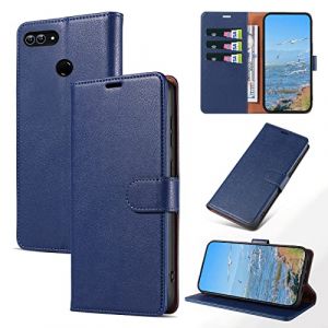 KKEIKO Coque pour Huawei P Smart 2018 / Enjoy 7S / Honor 9 Lite, Antichoc Magnetique &Eacute;tui &agrave; Rabat avec Porte Cartes, Portefeuille Housse en Cuir PU pour Huawei P Smart 2018 / Enjoy 7S, Bleu (KKEIKO, neuf)