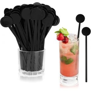 kinoco Touillettes Cocktail, 18 cm, Lot de 80 Pièces, Bâtonnets de Mélange Noirs pour Boissons, Bar et Café (ZZHONGFN12, neuf)