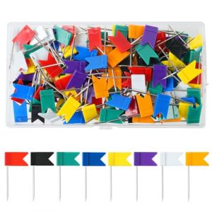 Vicloon Punaises Couleurs, 170pcs Push Pins Plastique Drapeaux, Punaises Tableau Liège, Epingles Drapeaux avec Boîte, Carte Punaises pour Famille Bureau l'école d'Affichage Repère Décorer (BEST-SELLER5, neuf)