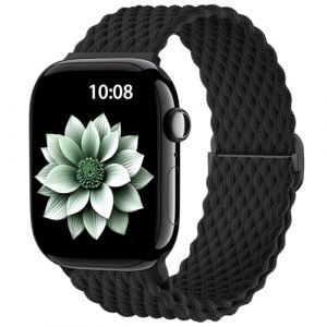 AMSKY Bracelet en Tressé Compatible avec Bracelet Apple Watch 40mm 44mm 42mm 41mm 45mm 38mm 49mm Femme Homme, Textile Bracelet Compatible avec iWatch Serie 9 8 7 6 5 4 3 2 1 SE Ultra, Noir (Shenzhenshi guiqing keji youxiangongsi, neuf)