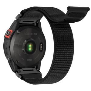 Bracelet pour Garmin Feinx 8 51mm, 26mm QuickFit Bracelet Souple Nylon Bracelet pour Garmin Enduro 3/Fenix 7X Pro/7X Pro Solar/7X/6X/6X Pro/5X/5X Plus/3/3 HR/tactix 7/tactix 7 Pro/Epix Pro 51mm (PULU, neuf)