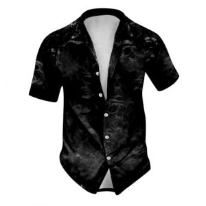 Foweknow Chemise hawaïenne à manches courtes pour homme - Motif tête de mort - Costume d'Halloween - Chemise hawaïenne légère et respirante - Chemise à col montant - Design personnalisé - Chemise de (ROTPMS, neuf)