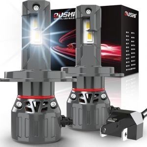 OUSHI Ampoule H4 LED 32000LM, 800% Super Luminosité Ampoule LED H4 Hi/Lo Beam 6000K Blanc Xénon Taille Mini 1:1 Ampoules HB2 9003 LED Phare Voiture et Moto, Lot de 2 (Qlight, neuf)