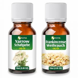 Salvia Combo d'huile : Yarrow (Achillea millefolium) &ndash; 0,51 Fl oz (15 ml) & huile de tartre &agrave; l'encens (Boswellia serrata) &ndash; 15 ml (15 ml) (24x7healthstore, neuf)