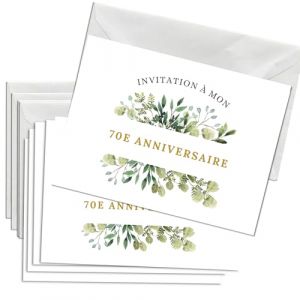 Briefzauber Carte d&rsquo;invitation anniversaire 70 ans | Lot de 12 cartes & 12 enveloppes | Set DIN A6 avec texte &agrave; trous | Decoration anniversaire jubil&eacute; - diff&eacute;rentes variantes﻿ (70 ans - Flora) (Briefzauber, neuf)