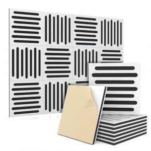 12 Paquet Panneau Acoustique Autocollants Mousse 30 * 40 * 3cm Panneaux Muraux Phoniques Haute Densit&eacute; Plaque Acoustique pour R&eacute;duction du Bruit et de l&rsquo;&Eacute;cho, D&eacute;co Maison & Bureau (DAOYIDE, neuf)