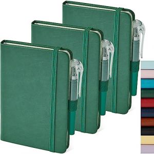 NIRMIRO Carnet de Notes, Petit Cahier Bloc Note Cuir Avec Stylo 3 Paquet, Bullet Journal Carnet en Cuir Classique Ligné, Mini Carnet de Voyage Notebook A6 (9,8 cm x 14,5 cm), Vert Foncé (NIRMIRO-FR, neuf)