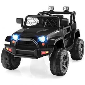 GOPLUS Voiture Electrique Enfant 12V avec T&eacute;l&eacute;commande 2,4G, Quad 4x4 Electrique Enfants avec Klaxon et Musique et Vitesse 2,5-4,5KM/H,Charge 30KG pour Enfants 3-8 Ans (Noir) (Augenstern24, neuf)