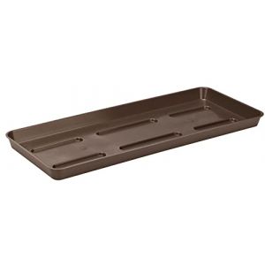 VERDENIA Draco Soucoupe pour Pot de Fleurs pour Plantes et Herbes - Soucoupe pour l'extérieur - en Plastique - Léger et Stable - Rectangulaire - 40 x 15 x 2,5 cm - Marron (brick'n'bloom, neuf)