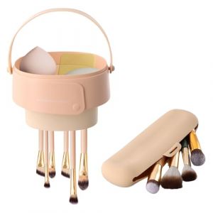 Marjoramy Nettoyeur Pinceau Maquillage et Porte-Pinceau de Maquillage en Silicone, Tapis de Nettoyage pour Pinceaux de Maquillage, Silicone Trousse Pinceaux, Bol de Nettoyage en Silicone, Portable (Marjoramy, neuf)