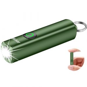 Blukar EDC Lampe Torche LED Rechargeable, 360L Mini Lampe de Poche Porte-cl&eacute; LED Puissante, 3 Modes, Fonction M&eacute;moire, &Eacute;tanche, Compact & Portable Petit Torche pour Ext&eacute;rieur/Urgence,Vert Fonc&eacute; (Flying-Store, neuf)
