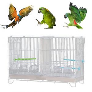 Cage à Oiseaux, avec séparateur Central Plateau à tiroir Cage pour perroquets de Taille Petite à Moyenne (60 x 26 x 39.5 cm Blanc) (Willanmd, neuf)
