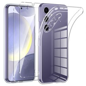 Phoona Coque pour Samsung Galaxy S24 5G avec 2 Pièces Protection Écran en Verre Trempé,Ultra Transparente Silicone en Gel TPU Souple pour Samsung S24 Couqe,Antichoc Anti-Jaune Etui Bumper (Kohl Florian, neuf)