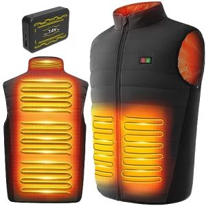 Gilet chauffant, veste chauffante homme avec batterie incluse, 25000mAh 7,4V blouson chauffant homme, manteau Électrique avec 3 Niveau de chauffant | 6 zones chauffante, Hiver extérieur Vêtement (YSAO, neuf)