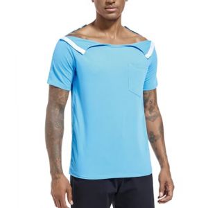 Landofgenie T-Shirts de Sport pour Homme et Femme T-Shirt de Sport Chemise apr&egrave;s l'&eacute;paule T-Shirt Fonctionnel avec Boutons-Pression C&ocirc;t&eacute; Gauche et Droit &agrave; d&eacute;chirer Manches Courtes, Bleu, L (landofgenie, neuf)