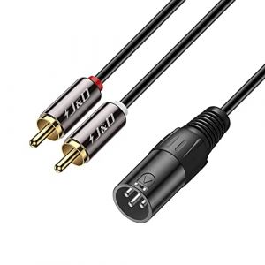 J&D XLR vers 2 RCA Répartiteur en Y Câble Patch, PVC écalé Unbalanced 2X RCA Mâle à XLR Mâle Audio Stéréo Adaptateur de Câble Interconnexion pour Mixeur de Microphone à Condensateur AMP, 1,8 Meter (J&D Tech FR, neuf)