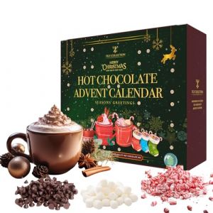 Calendrier de l'Avent 2023 au chocolat chaud | Coffret cadeau de chocolat chaud 24 jours avec mini guimauves pour chocolat chaud | Canne sucre | Chocolat | Coffret cadeau de chocolat chaud aromatisé (TILZ_, neuf)