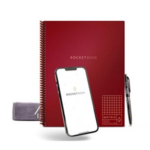 Rocketbook Matrix Graph Notebook - Carnet réutilisable avec 1 stylo Pilot Frixion et 1 chiffon microfibre inclus - Marron, format lettre (Atlantic Access Store, neuf)