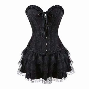 Jutrisujo corset femme sexy bustier robe jupe gothique dentelle &Eacute;l&eacute;gantes medieval halloween costume grande taille noir 2XL (jutrisujo Unique, neuf)
