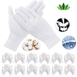 cersaty&reg; 12 paires (24 gants) Gants en Coton Blanc,Gant Tissu Lavable &eacute;lastiques Gants de Travail, pour Mains S&egrave;ches et L'ecz&eacute;ma, Hydratants, Inspection de Bijoux et Plus (AMZANDY NEW, neuf)