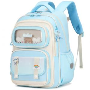 Tanou Cartable Primaire pour Filles, Sac &agrave; Dos Ergonomique pour Enfants du CP au CM2, Sac d'&eacute;cole Fille Primaire D&eacute;contract&eacute; avec Pendentif, 20 Litres, Bleu (Tanou Bagages, neuf)
