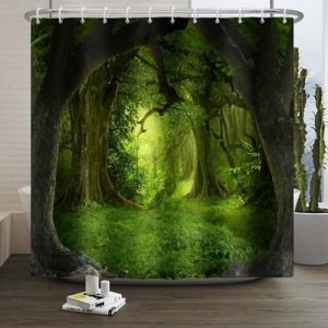 Xiaoterna Rideau de Douche Printemps Rideau de Douche forêt Magique Rideau de Douche Paysage Naturel mystérieux Jungle Fantastique Rideau de Douche Tissu imperméable et Lavable en Machine 105x160cm (Xiaoterna Store, neuf)