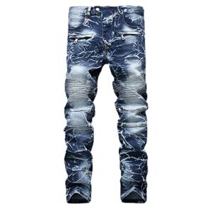 Nouveau Fashion Jean Homme 2022 - Pantalon Trou&eacute; Skinny Slim Droit D&eacute;chir&eacute; Moulant Bootcut - Bleu Clair Pas Cher (ZSEGEDN, neuf)