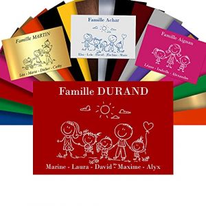 Plaque De Maison Famille Personnalisée Pour Boite Aux Lettres - Plaque Family PVC À Personnaliser - 12x8cm - 24 Motifs Disponibles (Rouge) (GRAVURE ET COMPAGNIE, neuf)