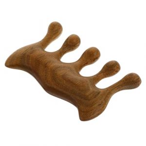 COMPUKAS Peigne De Massage En Bois Multifonctionnel 5 Dents Arrondies Naturel Pour Cuir Chevelu D&eacute;tente Et Circulation Sanguine Usage T&ecirc;te Jambes (Sublimation.Shine, neuf)