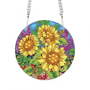 JISHSHAY Fleur Tournesol Diamond Painting Pendentif Diamant Painting Suspension Broderie Diamant Carillon à Vent Puzzle Adulte Suspendu Bricolage Adulte Guirlande Point de Croix Hanging Fenêtre Décor (PUTIBUTUI-EU, neuf)