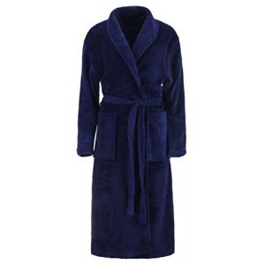Brandsseller Peignoir Unisexe en Microfibre XXL/3XL – Robe de chambre douce avec Col châle pour femme et homme – Sortie de bain idéale pour la Maison, le Voyage ou le Spa – Bleu Marine (brandsseller, neuf)