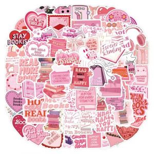 ZWWOGE Lot de 120 Livre Autocollant Rose Stickers, Autocollant Bookish Ordinateur Portable Sticker Autocollants Rose Pour Livre Autocollants de Lecture Journaling Bouteilles D'eau Skateboards Stickers (ZWWOGE, neuf)