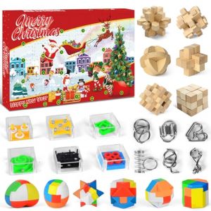 Calendrier De L'Avent 2025, Calendrier de Compte &agrave; Rebours, 24 Pi&egrave;ces Casse Tete Metal Bois Puzzle Calendrier L'avent, Cadeau de Compte &agrave; Rebours No&euml;L Pour Enfants Adultes (zexingxinxi, neuf)