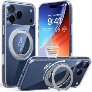 TORRAS Coque iPhone 17 Pro Max : 360&deg; Ostand O3 Fitness, [Compatible avec MagSafe], [Support Flexible], [Force magn&eacute;tique N&deg;1], [Protection Militaire certifi&eacute;e], Transparent (TORRAS Direct, neuf)