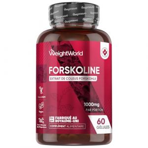 Forskoline G&eacute;lules 1000mg 60 G&eacute;lules Vegan - Extrait De Coleus Forskohlii - Forskolin sans OGM ni St&eacute;arate de Magn&eacute;sium & sans Caf&eacute;ine - 1 Mois d'Approvisionnement - WeightWorld (Comfort Click, neuf)
