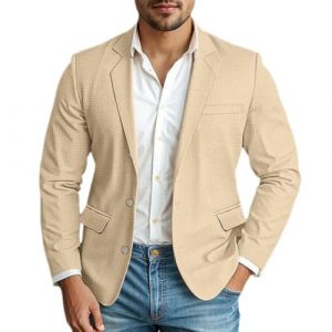 Oanviso Homme Blazer Veste de Costume Slim Fit Blazers pour Business Mariage Soir&eacute;e Blouson de Smoking Jacket Costume Moderne Mince Vestes Haut de F&ecirc;te Chemise B Kaki S (Osheoiso Inc., neuf)